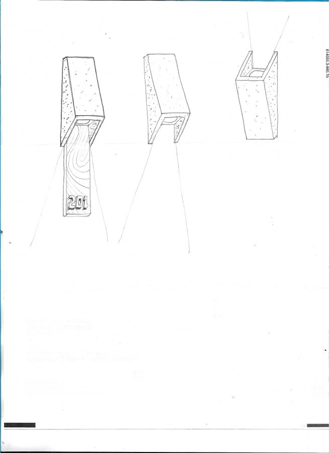 Dibujo artesanal escaneado de una pieza de producto de Silente Estudio