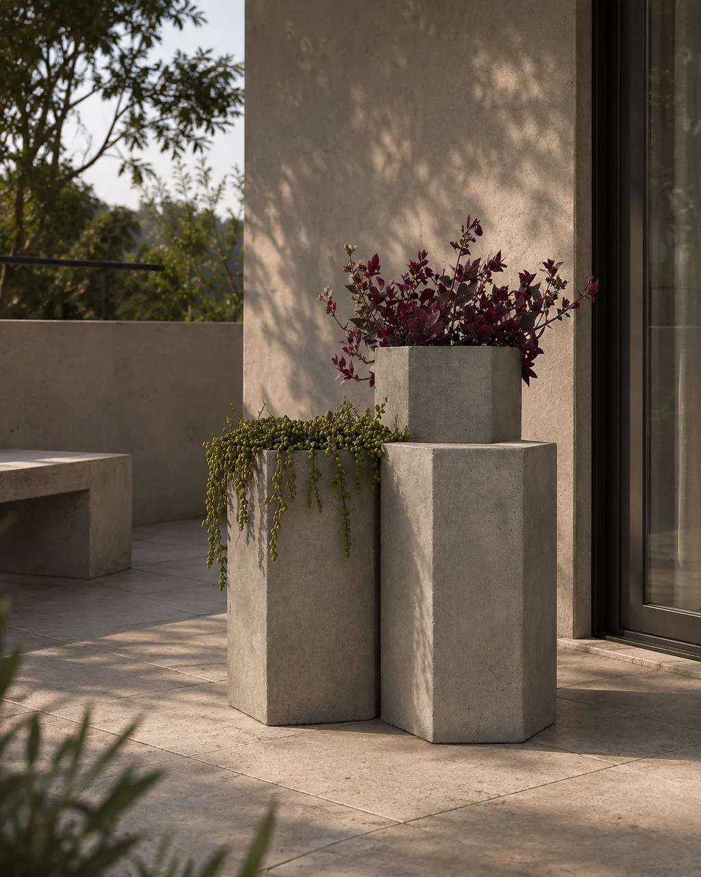 Materas Hexágono 45 y 60 en concreto — Silente Estudio